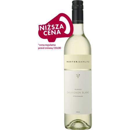 Wino Muster Gamlitz Sauvignon Blanc Klassik Qualitatswein Steiermark - białe, wytrawne