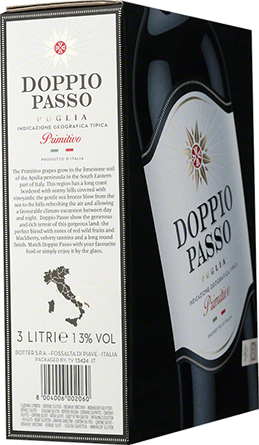 Wino Doppio Passo Primitivo IGT Salento BiB - Czerwone, Półwytrawne